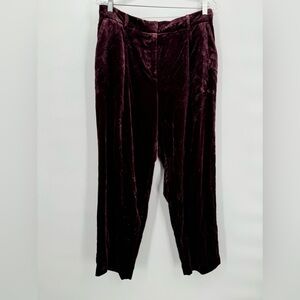 LOFT Ann Taylor Women's Pants sz 10 Cranberry Crushed Velvet Stretch Chic EUC‎